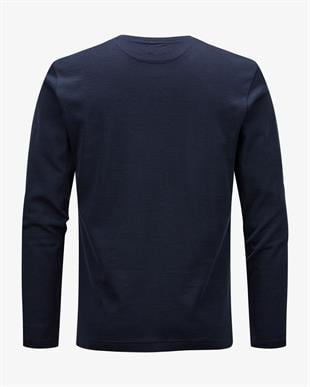 Lacivert Pamuk Uzun Kollu T-shirt