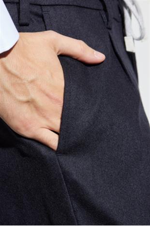 Lacivert Yün Karışımlı Jogger Pantolon
