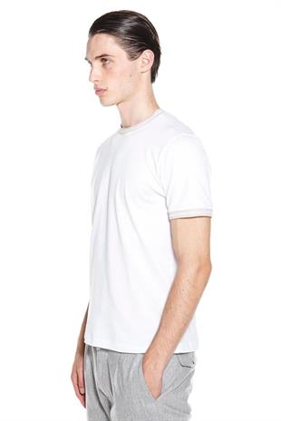 Melanj Gri Geçişli Beyaz T-shirt