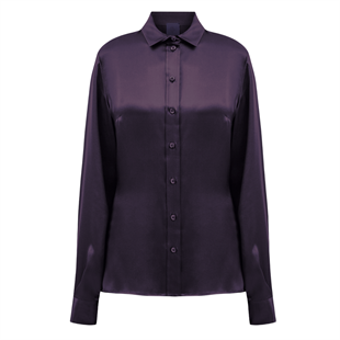 Mor Uzun Kollu İpek Gömlek