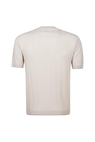 Saf Yün Bej Triko T-Shirt
