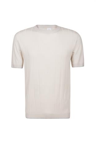 Saf Yün Bej Triko T-Shirt