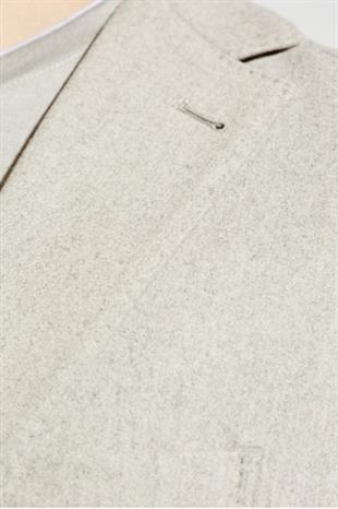 Tek Düğmeli Yün Karışımlı Ceket