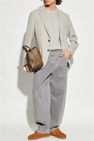 Tek Düğmeli Yün Karışımlı Ceket