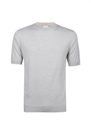 Yuvarlak Yaka Gri Pamuk T-Shirt