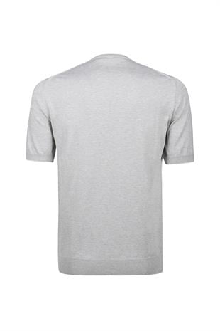 Yuvarlak Yaka Gri Pamuk T-Shirt