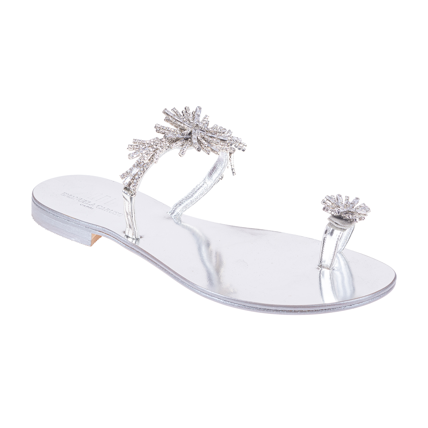 Taş İşlemeli Gümüş Rengi Terlik