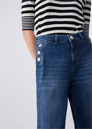 Düğme Detaylı Jean Pantolon