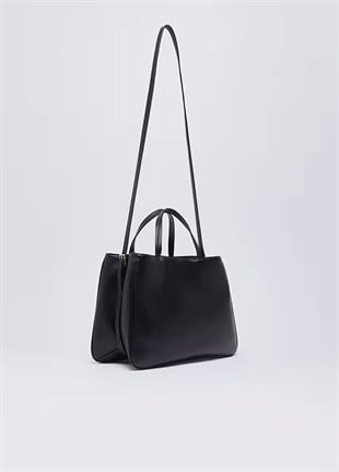 Siyah Orta Boy Satchel Çanta