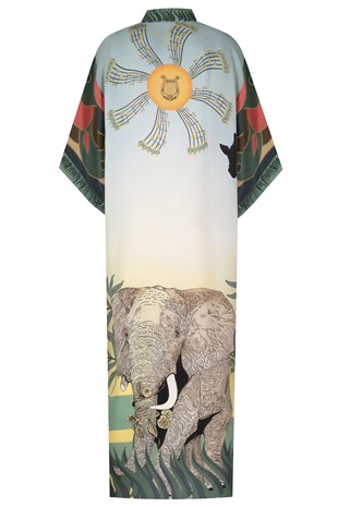 Desenli Uzun Kimono