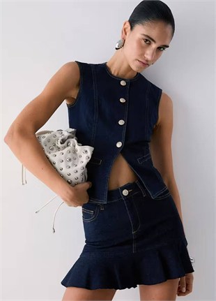 Denim Mini Etek
