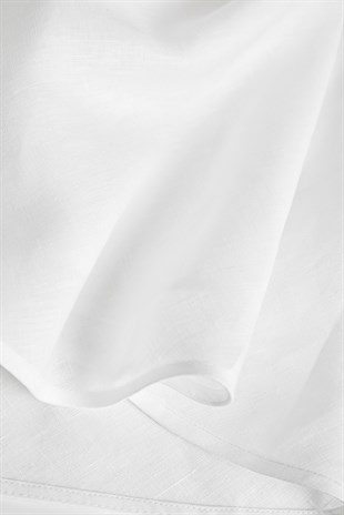 Beyaz Halter Yaka Keten Elbise