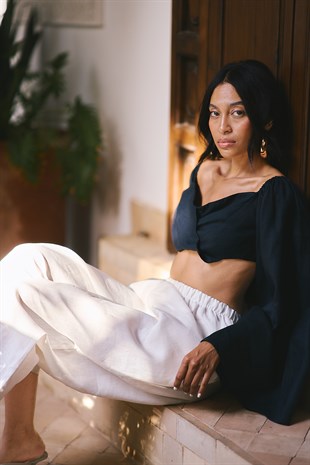 Beyaz Keten Pantolon