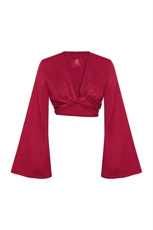 Bordo Sırt Detaylı Top