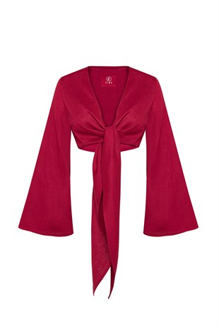 Bordo Sırt Detaylı Top