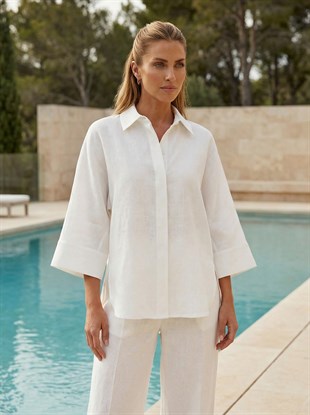 Ekru Keten Gömlek