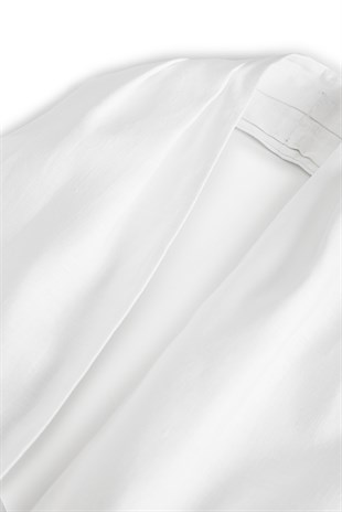 Ekru Keten Mini Elbise