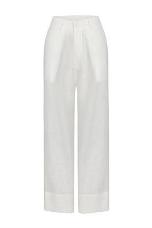 Ekru Organik Keten Pantolon