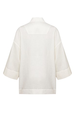Ekru Organik Keten Kimono
