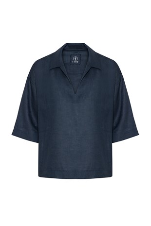 Lacivert Keten Gömlek