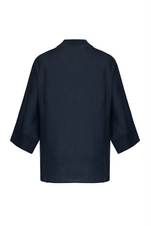 Lacivert Keten Gömlek