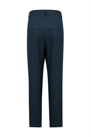 Lacivert Organik Keten Pantolon
