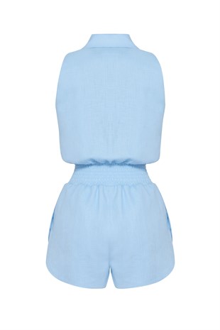 Mavi Organik Keten Tulum