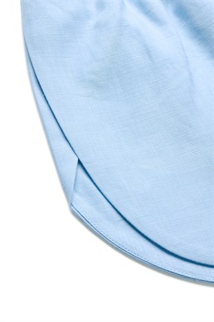 Mavi Organik Keten Şort