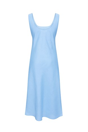 Mavi Organik Keten Elbise