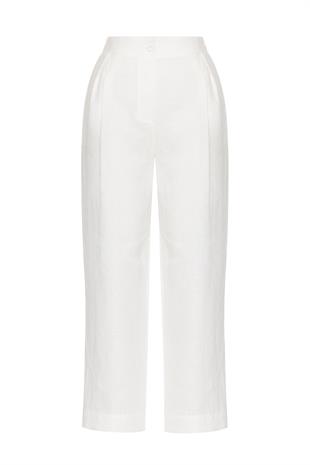 Organik Keten Ekru Pantolon