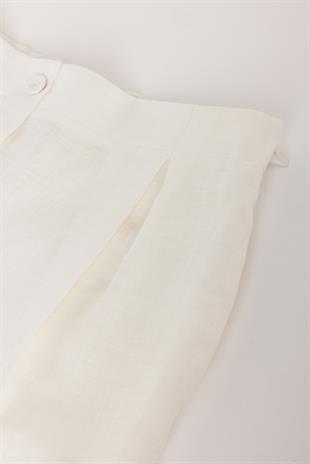 Organik Keten Ekru Pantolon
