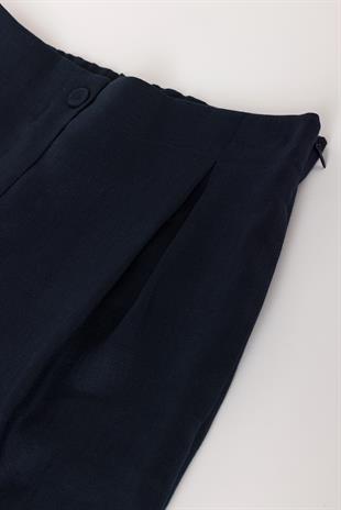 Organik Keten Lacivert Pantolon