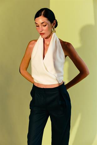 Organik Keten Lacivert Pantolon