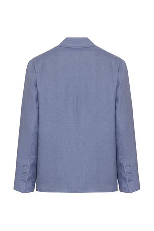 Organik Keten Mavi Ceket