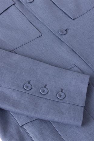 Organik Keten Mavi Ceket