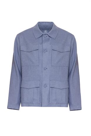 Organik Keten Mavi Ceket