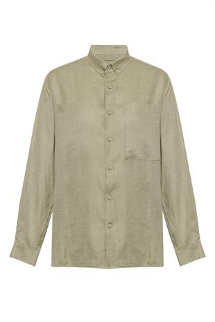 Organik Keten Yeşil Gömlek