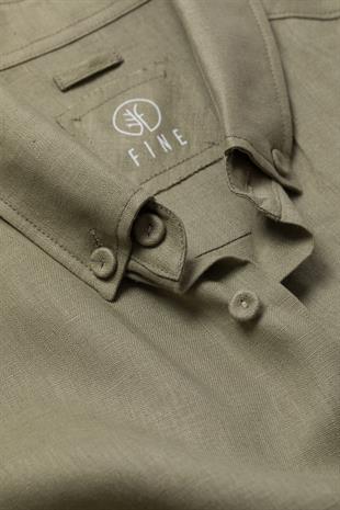 Organik Keten Yeşil Gömlek