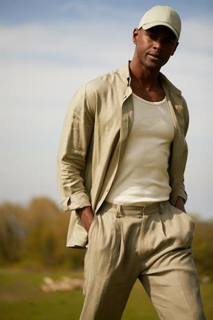 Organik Keten Yeşil Gömlek