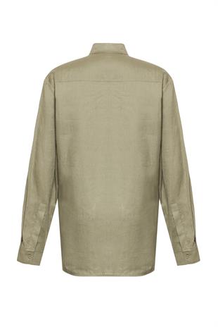 Organik Keten Yeşil Gömlek