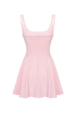 Pembe Organik Keten Elbise