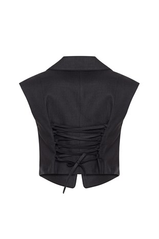 Siyah Keten Top