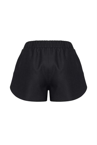 Siyah Organik Keten Şort