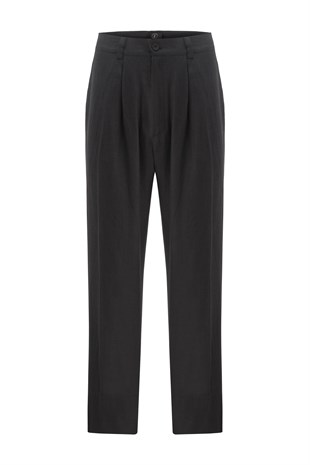 Siyah Organik Keten Pantolon