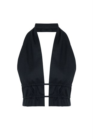 Siyah Organik Keten Top