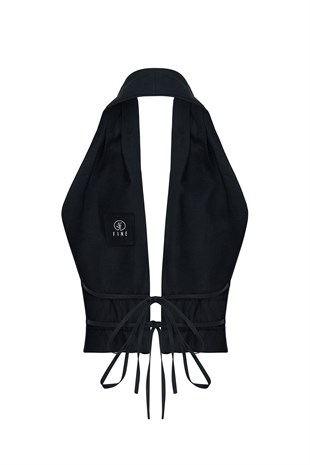 Siyah Organik Keten Top