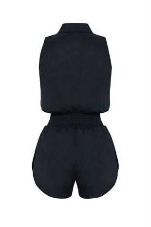 Siyah Organik Keten Tulum