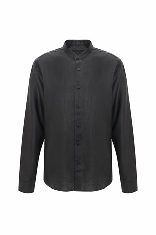 Siyah Organik Keten Gömlek
