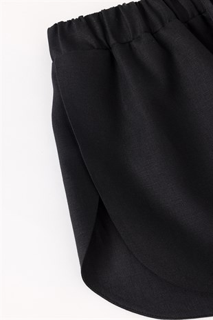 Siyah Organik Keten Şort