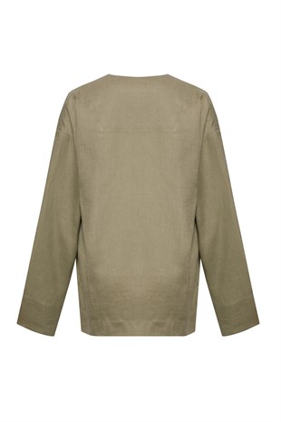 Yeşil Keten Gömlek